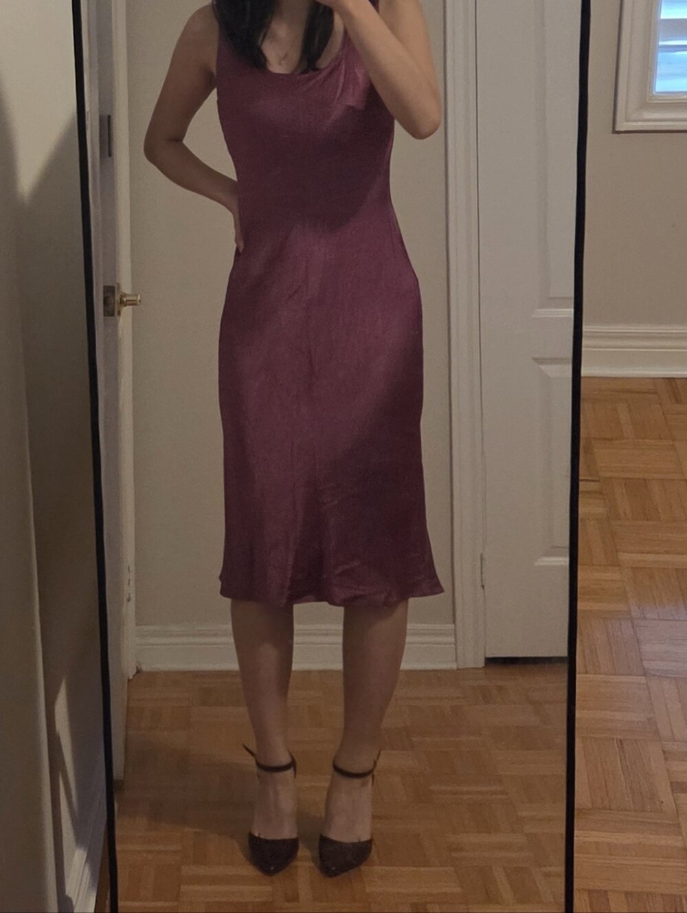 Vintage Sleeveless Satin Pink/purple Mauve Dress